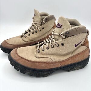 VINTAGE Nike ACG  Zion Womens 8.5 Tan Brown Canvas Mid Hiking Boots 950204